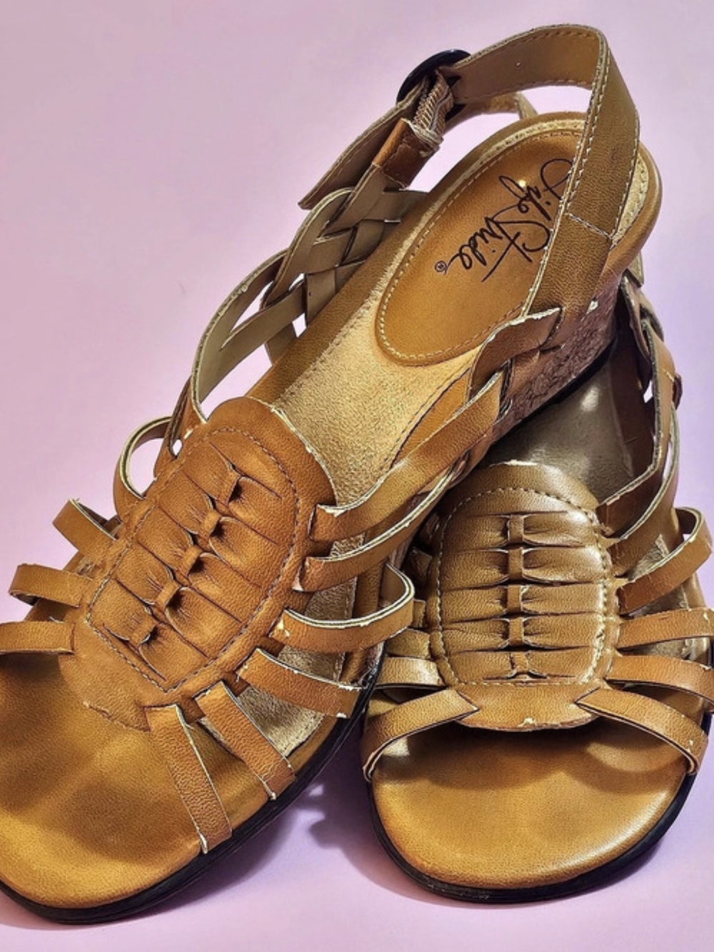 Life Stride Brown Wedge Sandals
